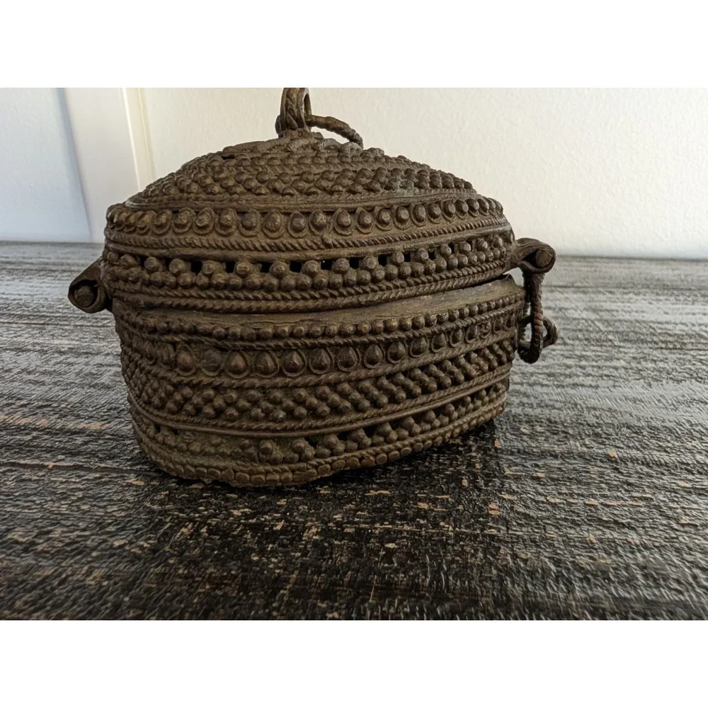 Vintage Old Handcrafted Brass Unique Jali Cut Work Multi Purpose Use Box‎